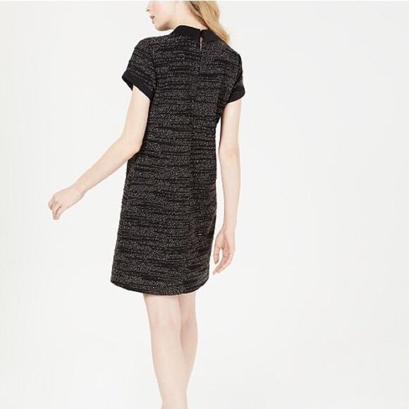 Maison Jules Black White Tweed Texture Collared Mini Shift Dress UPCYCLED - Picture 3 of 12